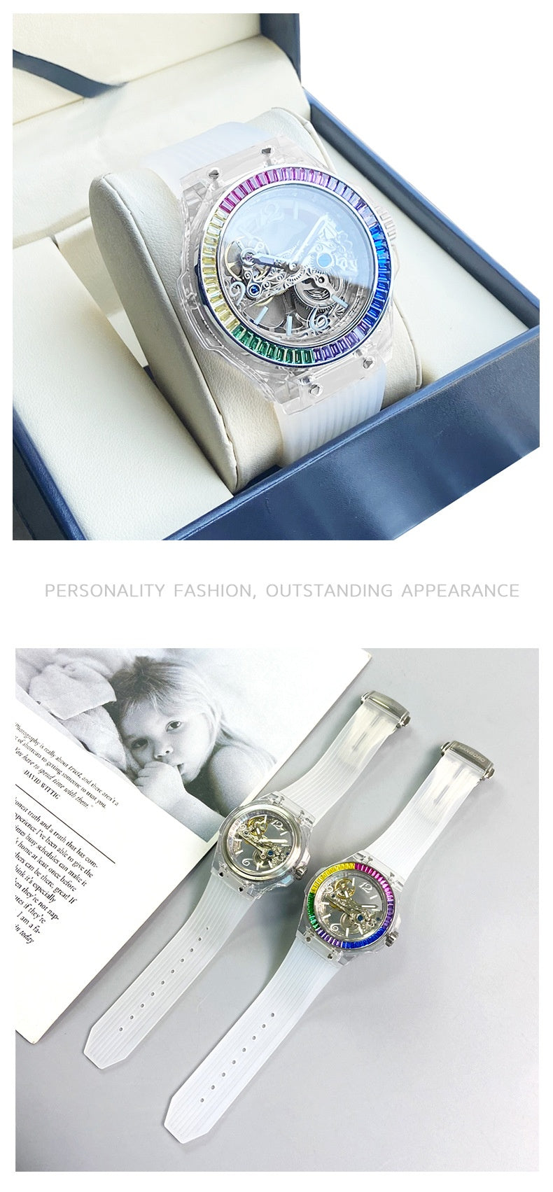Hanboro 986-2 women's skeleton automatic mechanical watch