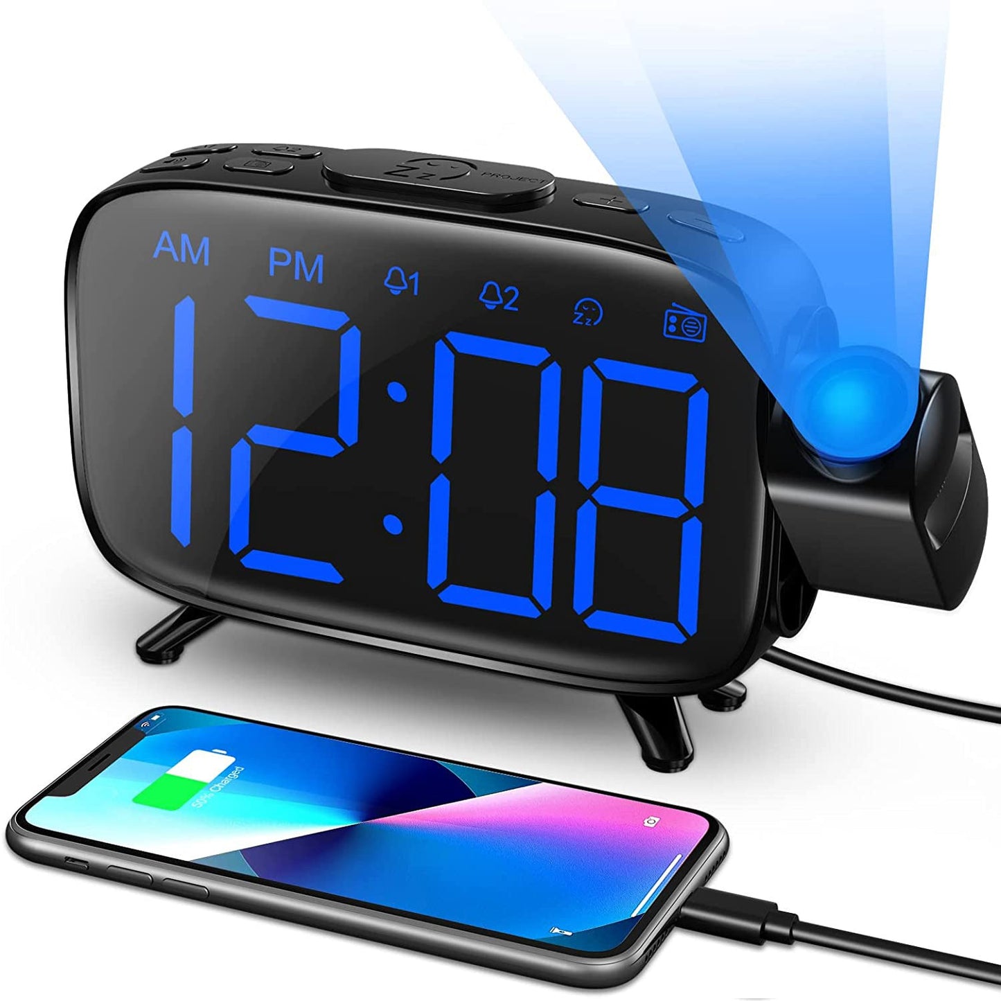 Digital projection alarm clock