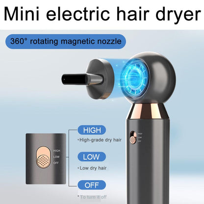 Portable, leafless hair dryer