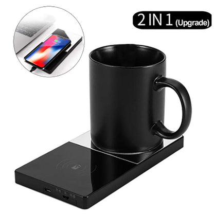 2-in-1 coffee mug warmer and wireless phone charger.