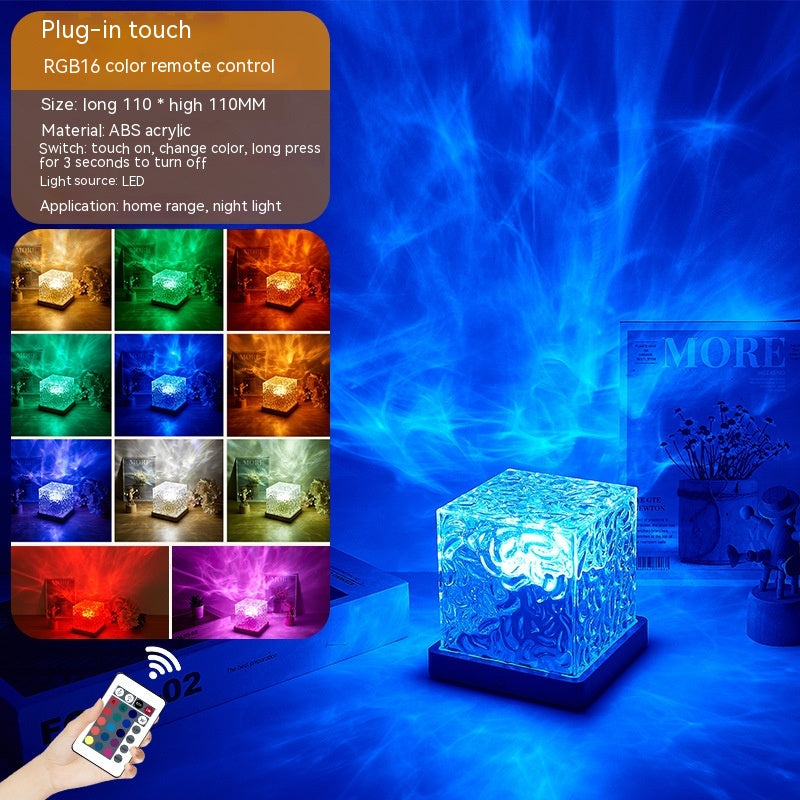 Acrylic crown-shaped LED water ripple projector lamp