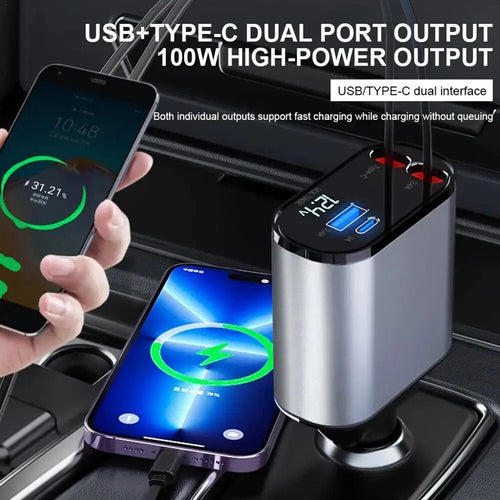 4-in-1 retractable fast car charger