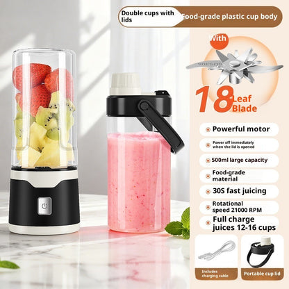 Multifunctional Rechargeable Electric USB Juicer Cup Double Cup Handheld Mixer Cup 500 ML Blending Juice Cup Outdoor