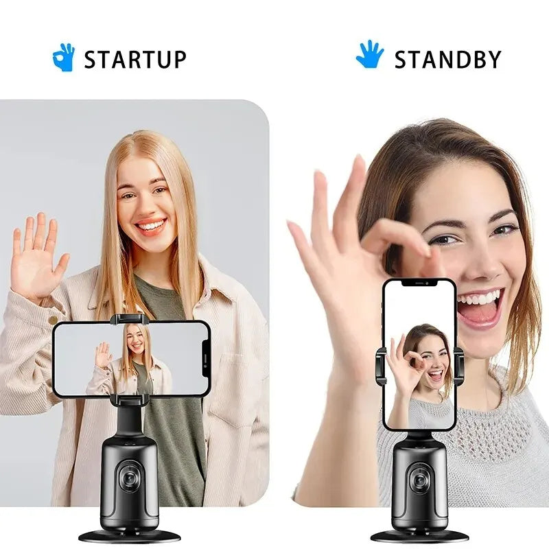AI Smart Gimbal: 360° Auto Face Tracking Phone Holder.