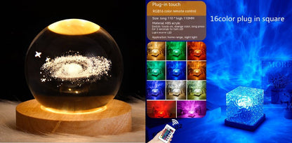 Acrylic crown-shaped LED water ripple projector lamp