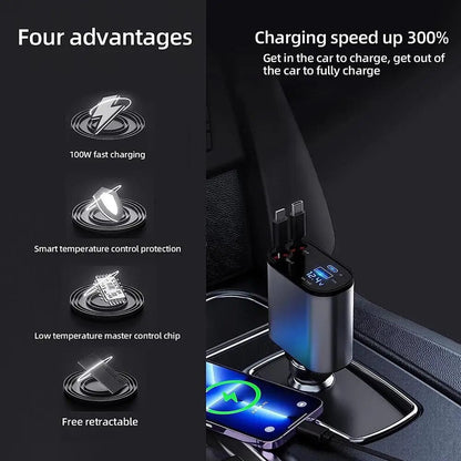 4-in-1 retractable fast car charger