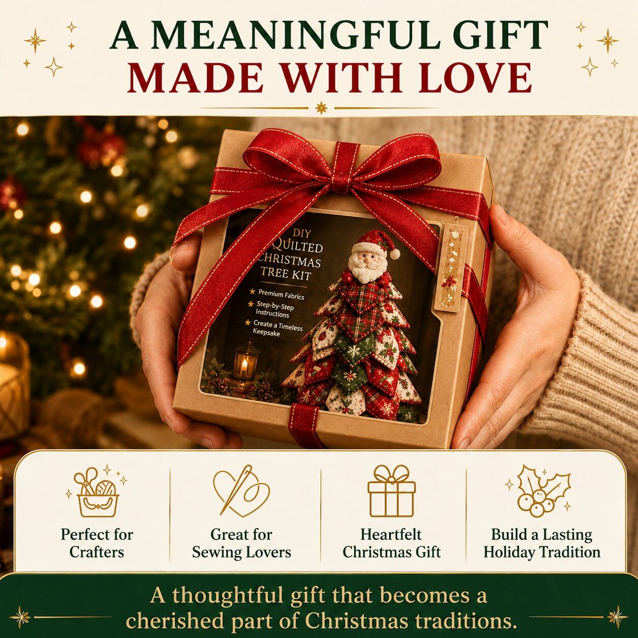 🔥LAST DAY 50% OFF - 🎄🧵DIY Quilted Christmas Tree Kit – Handmade Fabric Holiday Tabletop Tree Decor