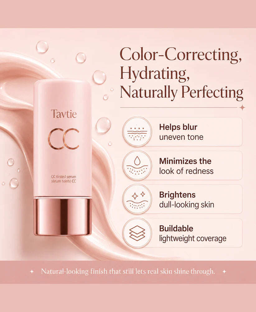 CC Color-Correcting Tinted Serum – Lightweight, Shade-Adaptive Coverage with 24H Hydration & 16H Waterproof Wear