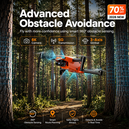🔥Last Day Sale 70% OFF🚁2026 New Professional Drone | 6K Camera | 5G | 3-Axis Gimbal | 360° Obstacle Avoidance Technology