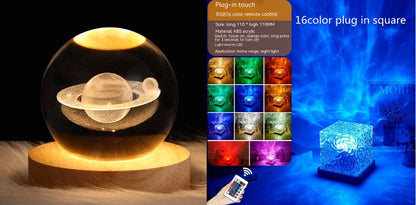 Acrylic crown-shaped LED water ripple projector lamp