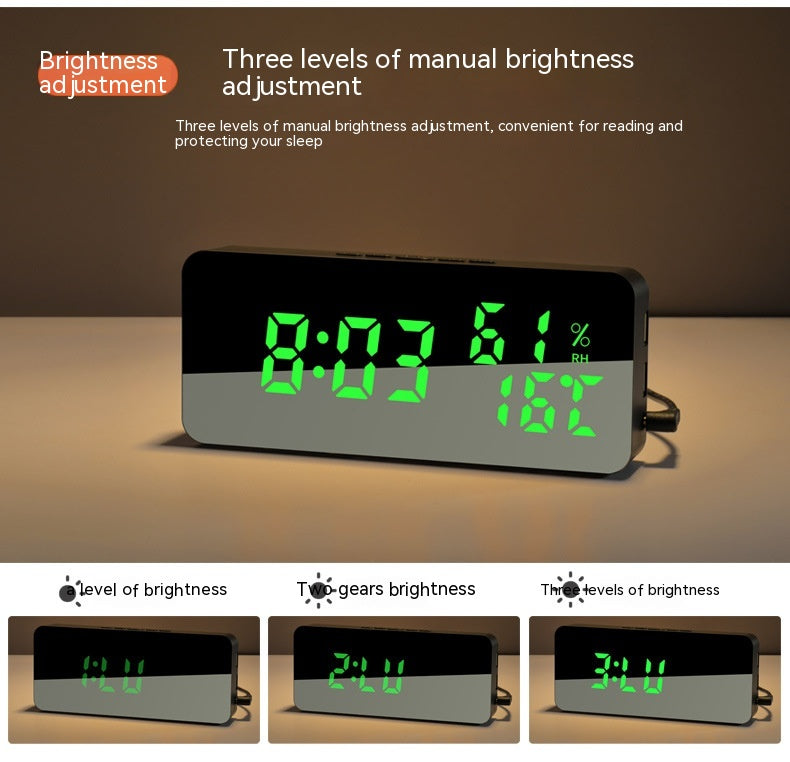 Creative Mobile Phone Charging Mirror Wall-mounted Alarm Clock Snooze Voice Control