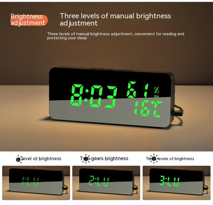 Creative Mobile Phone Charging Mirror Wall-mounted Alarm Clock Snooze Voice Control