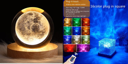Acrylic crown-shaped LED water ripple projector lamp