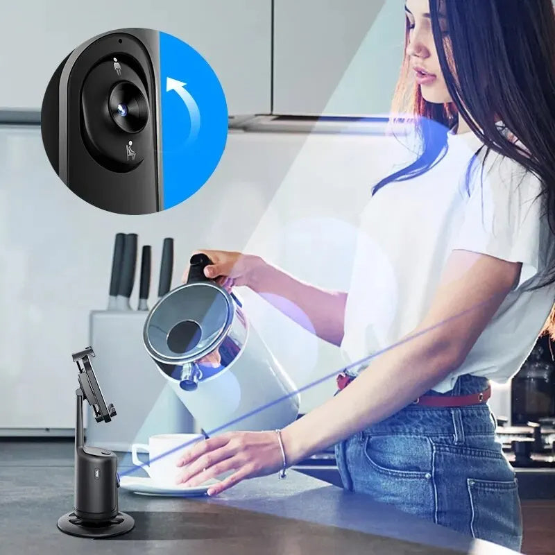 AI Smart Gimbal: 360° Auto Face Tracking Phone Holder.