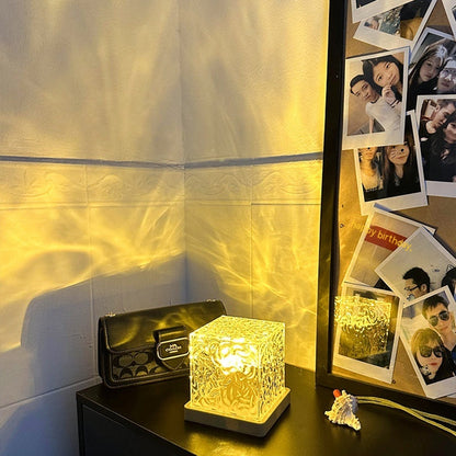 Acrylic crown-shaped LED water ripple projector lamp
