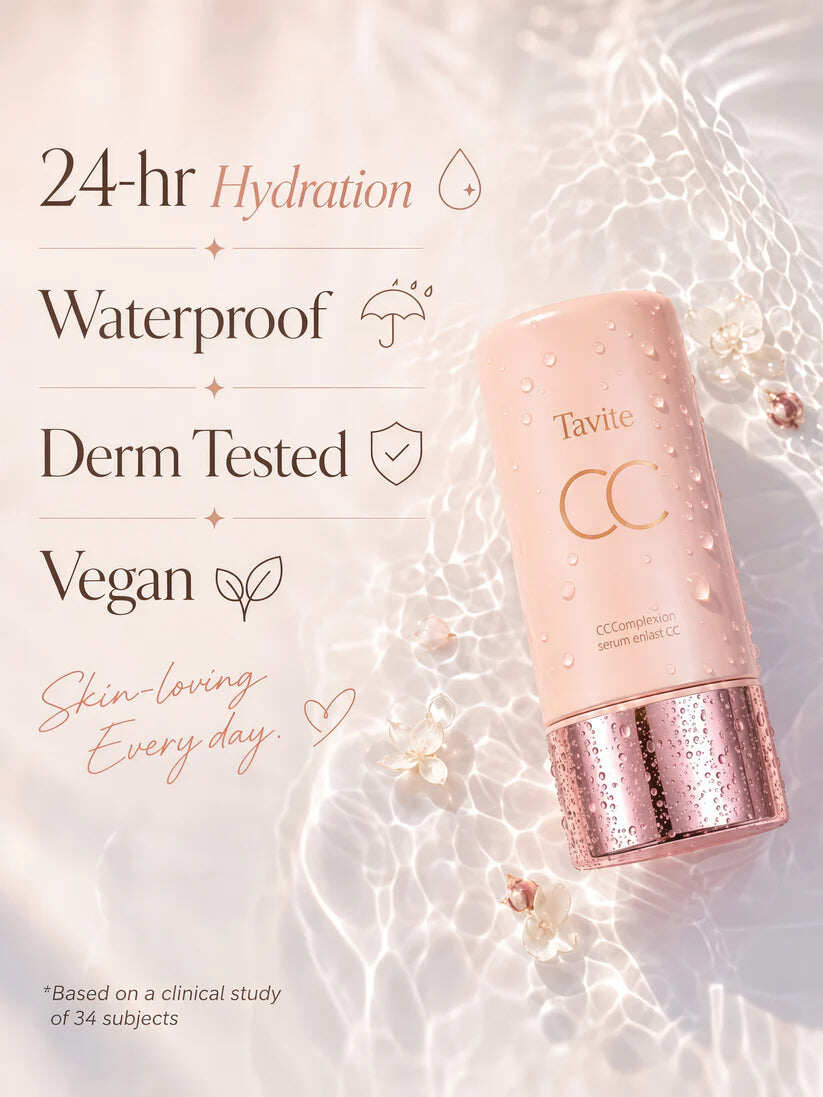 CC Color-Correcting Tinted Serum – Lightweight, Shade-Adaptive Coverage with 24H Hydration & 16H Waterproof Wear