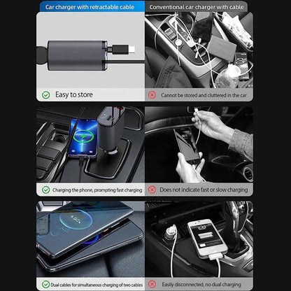 4-in-1 retractable fast car charger
